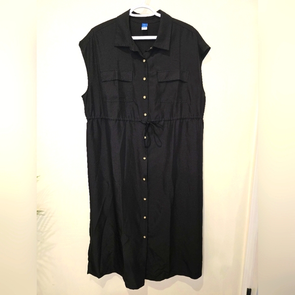 Old Navy Maternity Dolman Sleeve Utility Midi Dress size L black and green - Picture 1 of 10